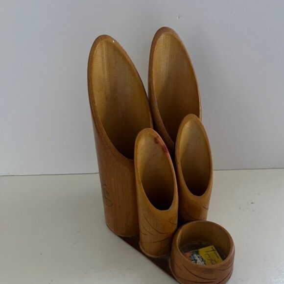 Vintage Bamboo Pen / Pencil Holder / Desk Set / Organizer - Picture 1 of 10